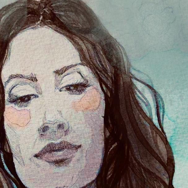 Autorretrato en acuarela de Karen Huala